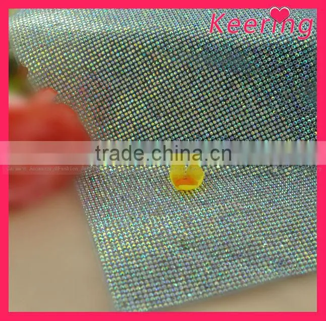 new arrival colorful all types rhinestone mesh trimming roll manufacturer WRT-011