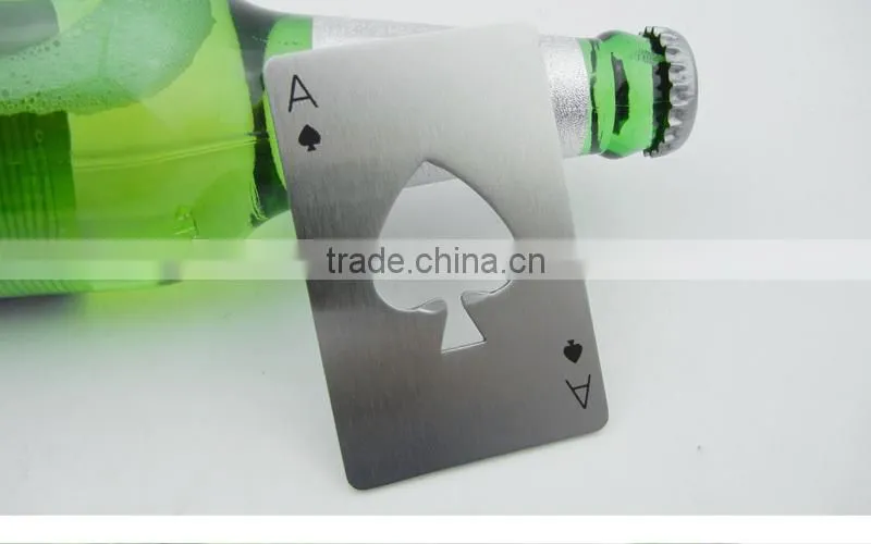 Ace of spades credit card design stainless steel bottle opener