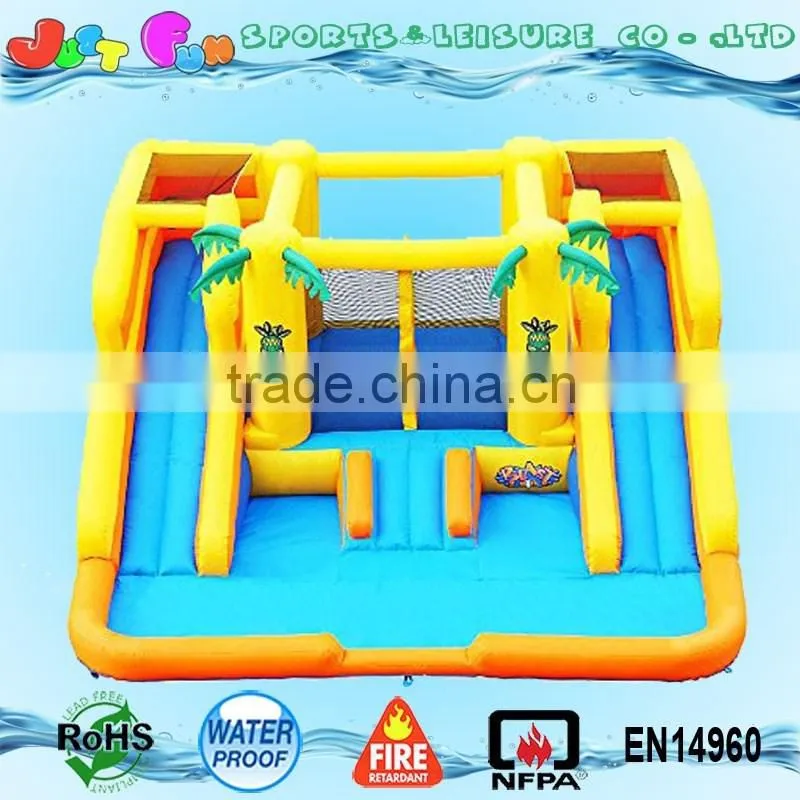 2 lines inflatable water slide for kids with big pool
