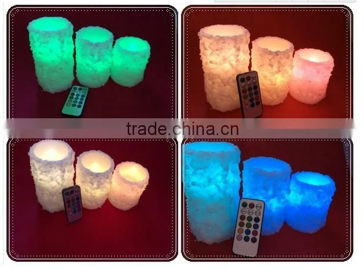 battery powered candles in white-and-purple LED candle lamp