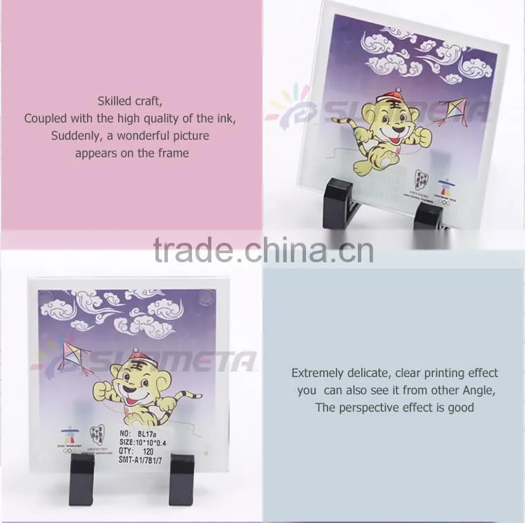 Sunmeta factory directly blank sublimation Square glass coaster BL-17A