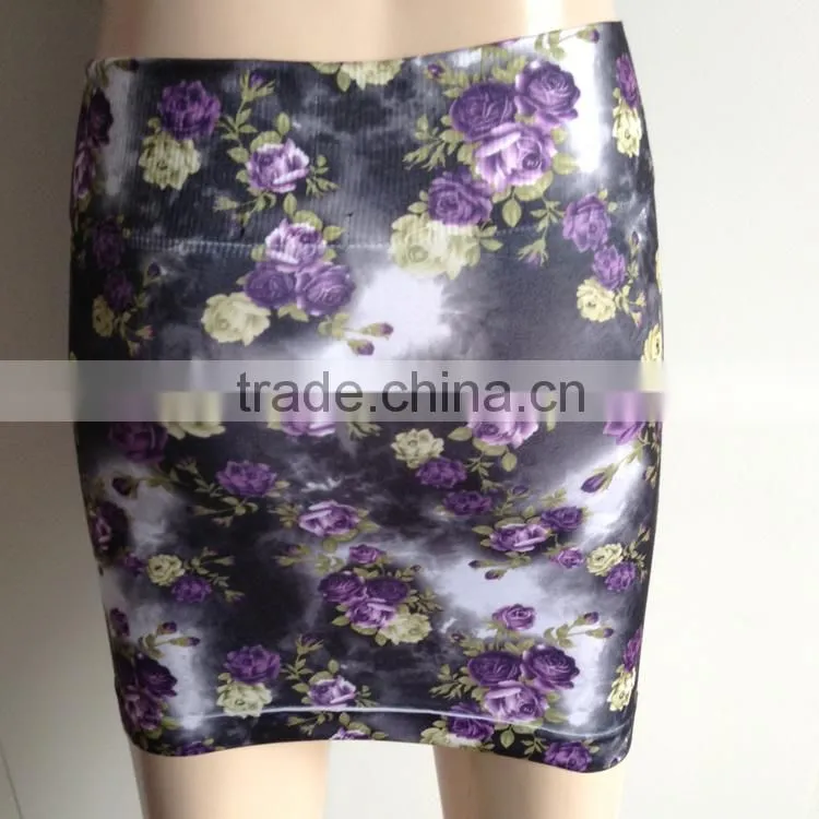 Seamless Printed Mature Women Short Skirt