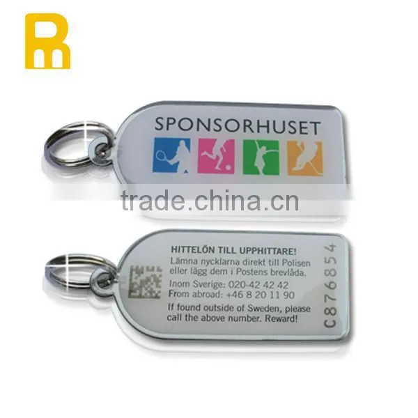 Custom shaped metal id tag keychain with laser qr code id number info