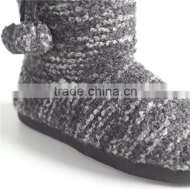 Ladies slipper boot with pompom