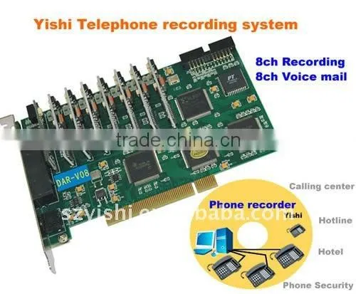 8Ch Telephone recording card with voice mail DAR-V08