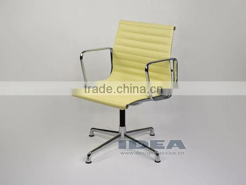Replica Charles Low Back Ribbed meeting Chair - Cream White Color Genuine Leather