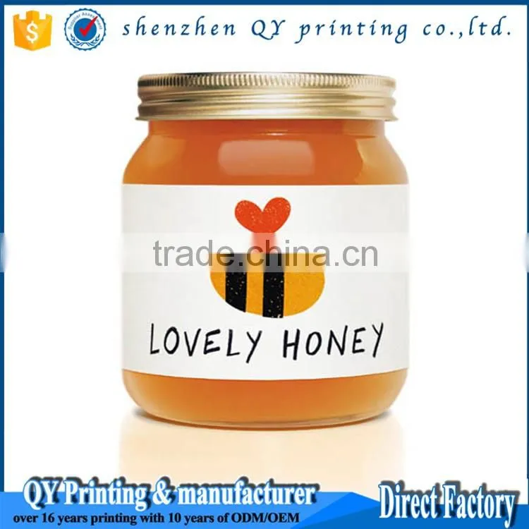 custom food label honey labels,waterproof honey label for jar bottle