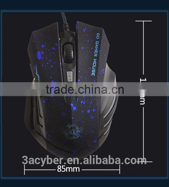 USB Change 6 Buttons 2000 DPI Optical Gaming Mouse
