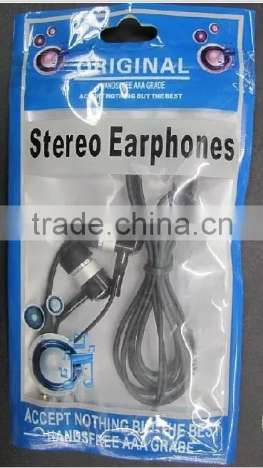 custom printed stereo earphones plastic bag with euro slot&zipper