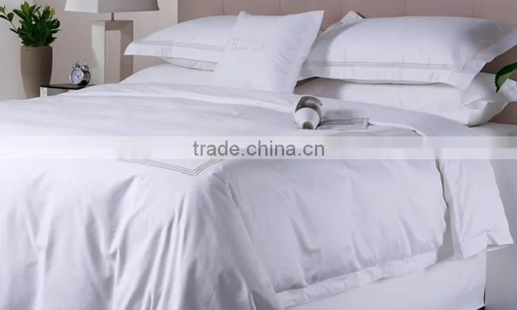 Linen Pro Full Size Plain Embroider Pure Cotton Hotel Linen Bedding Set
