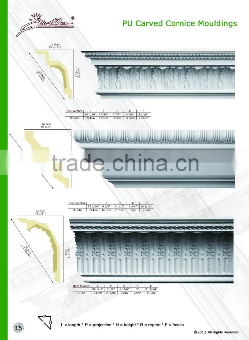 2016 Polystyrene High Quality beautiful PU decorative corbel eps cornice moulding