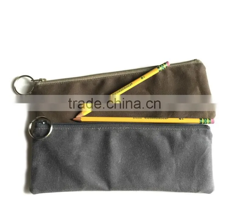 custom high quality small waxed canvas zipper pouch