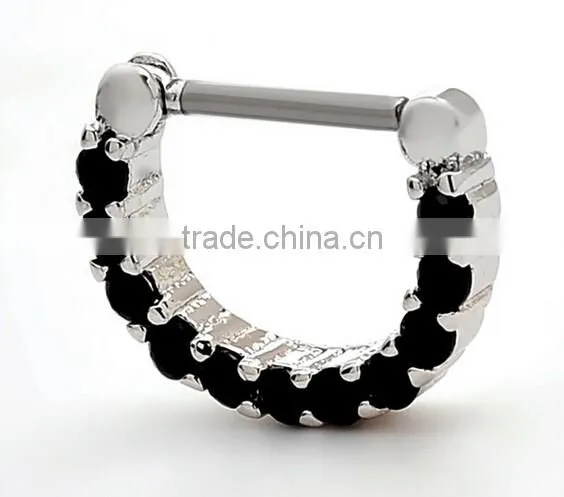 Septum Clicker Nose Rings CZ Gem Ear Piercing Cuff Diath Cartilage