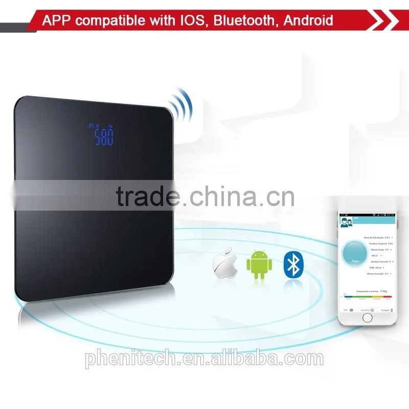 6mm Tempered glass bluetooth bathroom weighing scale
