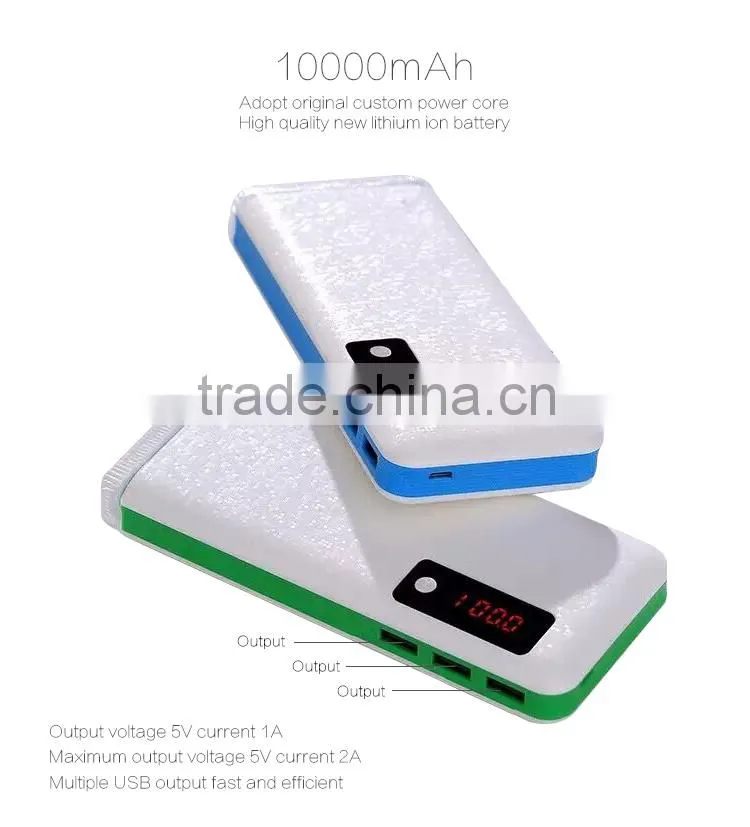 Personal design powerbank 3 USB port laptop powerbank 10000mah,guaranted real capacity, fast output charging with led light