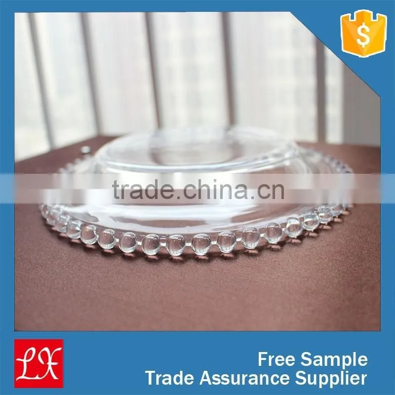 LXHY-P019 Size 13" Wedding glass crystal pearl beaded charger plate