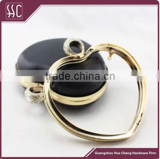 150*123mm heart shape box shell purse frame with rhinestone box clutch frame