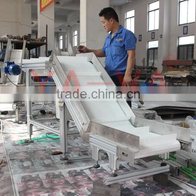 plastic belt lifting conveyors for food production line