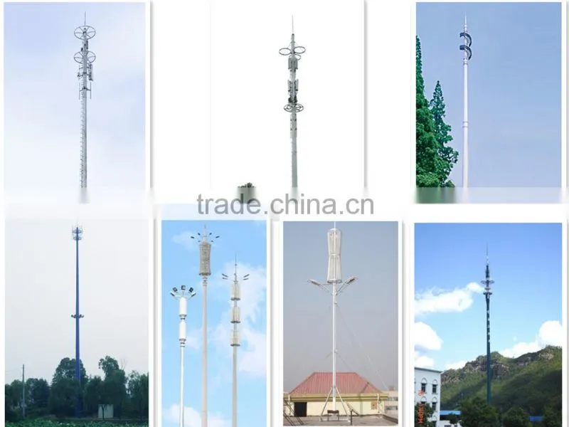 45m HDG China mobile monopole steel antenna tower
