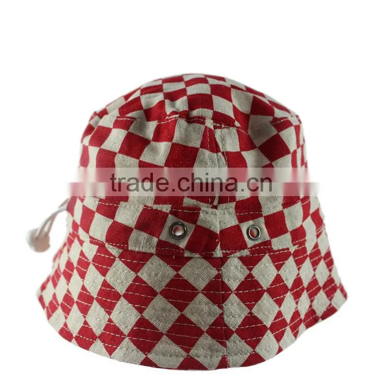wholesale blank fabric headwear bucket hat with white dots