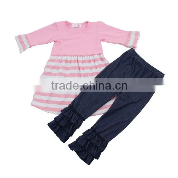 High Quality 2016 Wholesale Young Girl Fall Outfits Cotton Clothing Set Baby Girl Boutique Clothing Sets