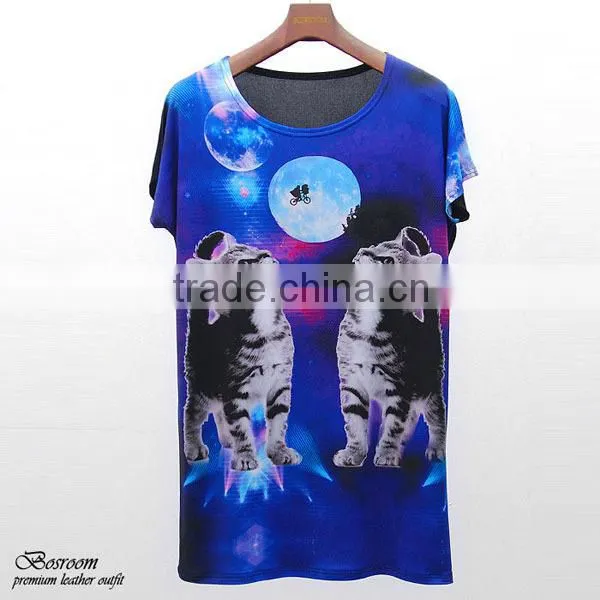 SUMMER WEAR Women's digital t-shirt in galaxy print top batwing tee