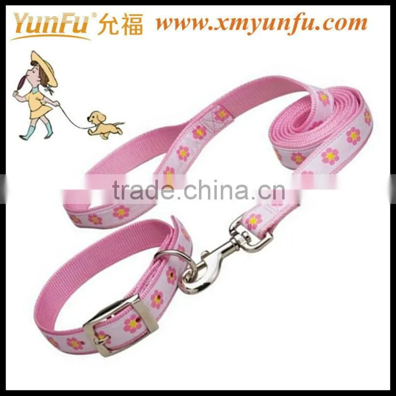 Pet accessories Blue textile printing dog collar leash