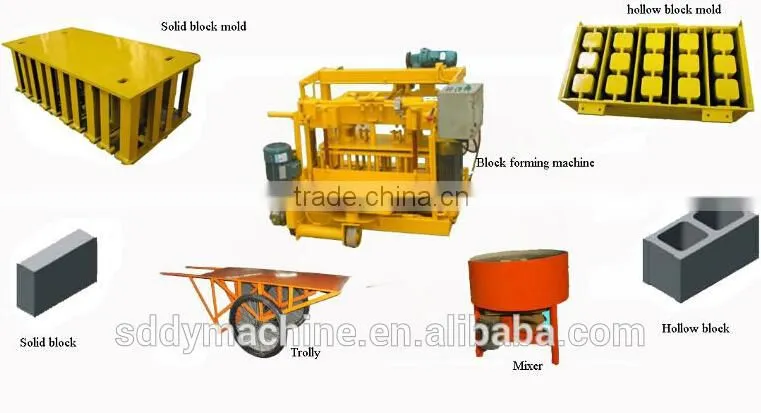 Small QT40-3A auto movable hollow / solid block maing machine low cost