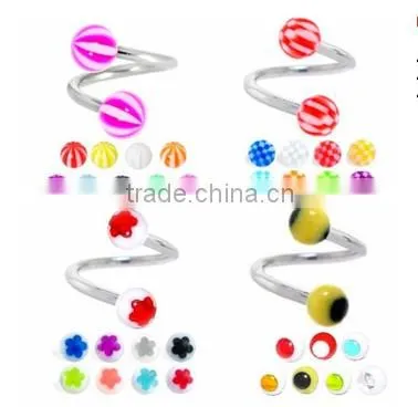 HOT Stainless Steel S Spiral Helix Ear Stud Lip Nose Ring Cartilage Piercing