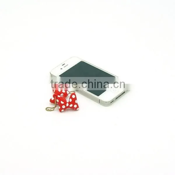 Minnie bowknot shaped 3d pvc keychain with custom logo