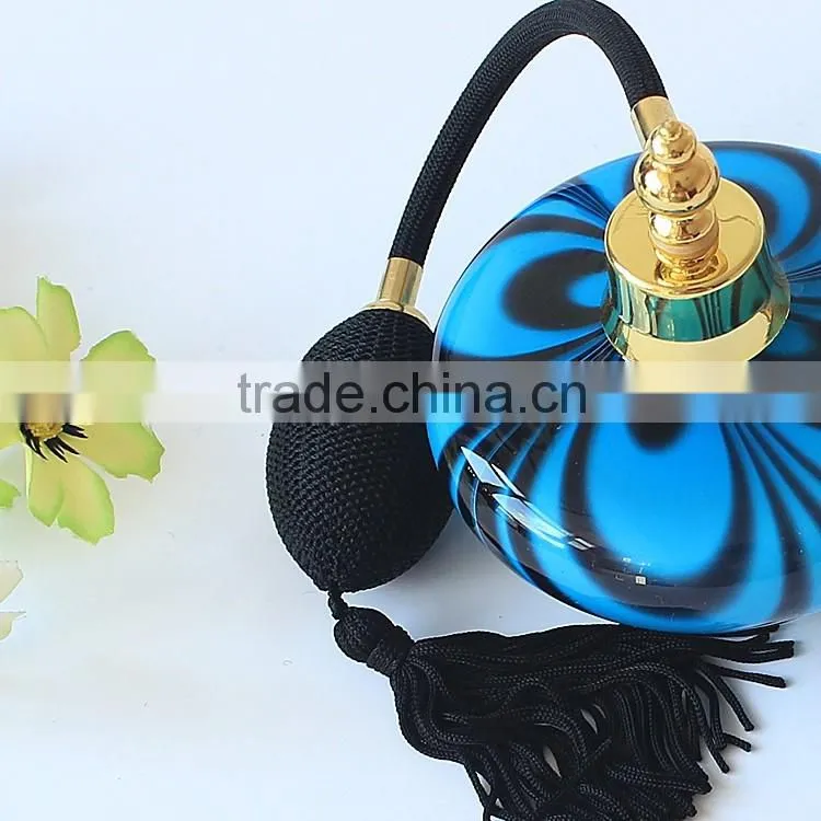 High-grade 100ML Blue Pattern Glass Bottle of Fine Tall Airbag Nozzle Perfume Bottle
