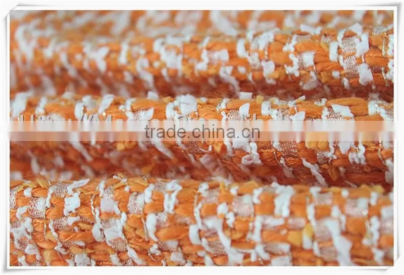 Widely Use orange Wool Polyester Tweed Fabric/thick tweed heavy woolen fabric