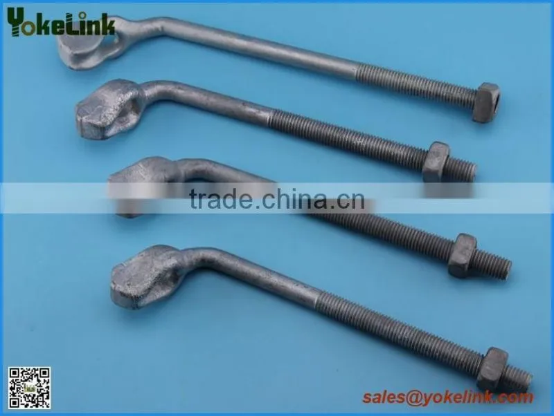 Hot dip galvanzied Forged oval eye bolt with square nut