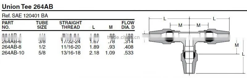 864 Union Tee,Air Brake Fittings for Copper Tube,Brass valve