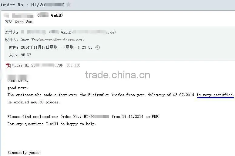 Packaging Machinery Parts Round Carbide Rotor Cutting Knife