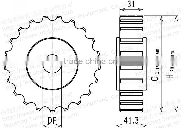 Machined Plastic Classic Sprocket for 8811TAB Conveyor Chain