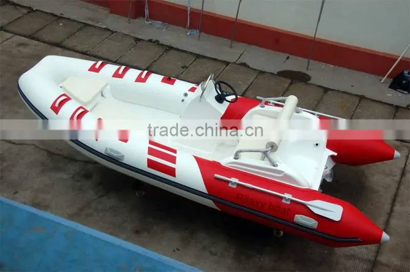 China Cheap 4.8m 16ft Fiberglass Hull Inflatable RIB Boat RIB480B as Tender Dinghy