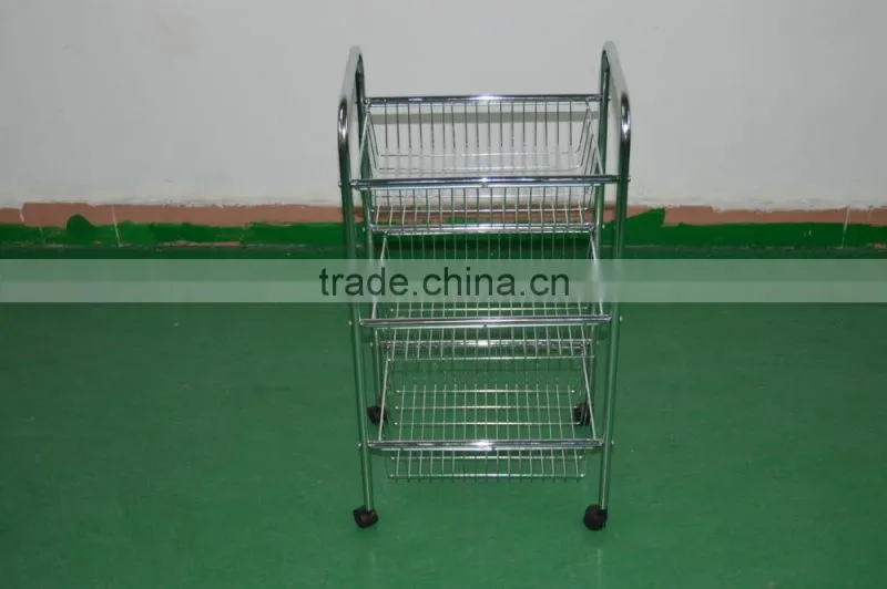 Vivinature kitchen metal wire basket display rack trolley chrome plating