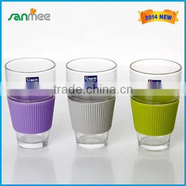 2014 New Product China Wholesale Glassware Glass Cup With Rubber Crust