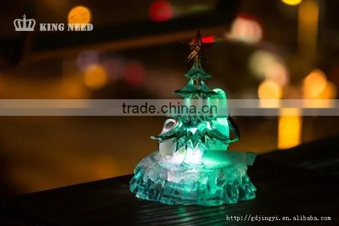 clear acrylic crystal LED RBG color changing penguin table home ornaments