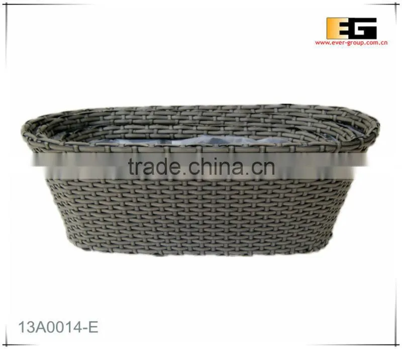 Oval shape PE rattan with liner plastic flower pot