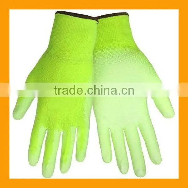 Grey PU Dipped Palm and Fingers Nylon Work Gloves