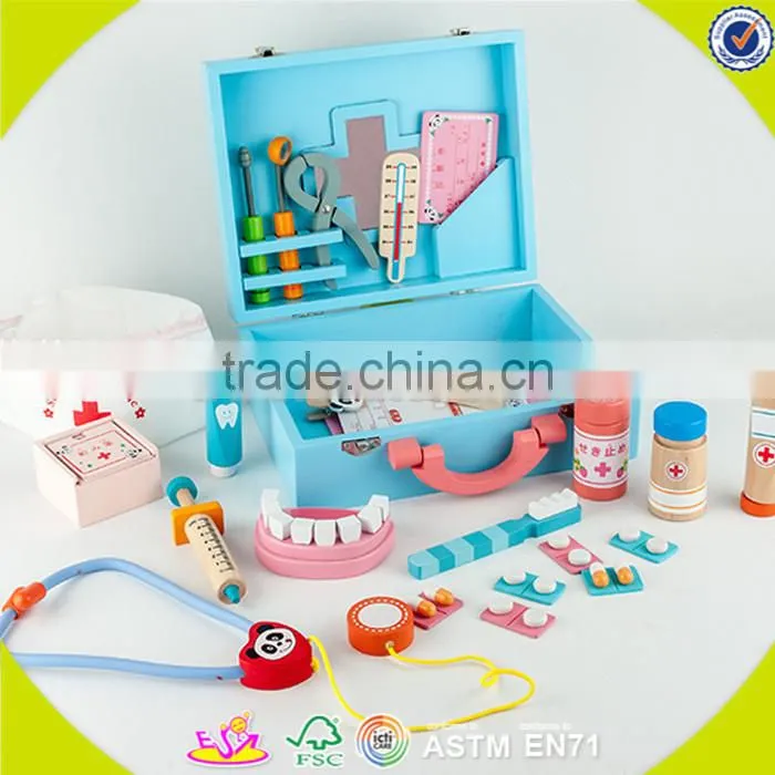 wholesale Good sale wooden medical box toy for kids,Pretend play child doctor toy,High quality wooden medical toy W10D012