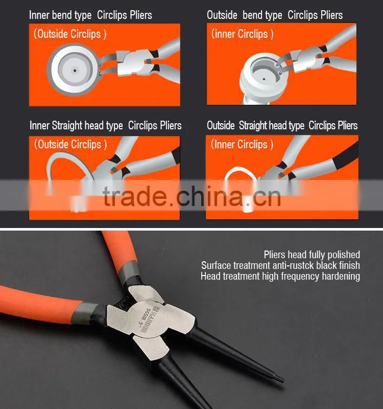 Functional OEM Service Internal Straight Jaw Professional 7" Circlip Pliers