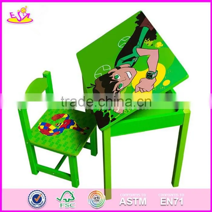 2017 New design home / school / cartoon wooden boys table and chairs W08G199