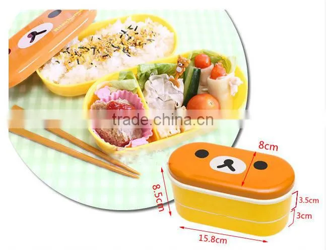 High Heat Resistance Double Layers Chopsticks Plastic Bento Lunch Box