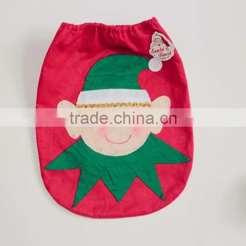 Fancy 3PCS Warm Christmas Toilet Seat Cover And Rug Set Christmas Decorating