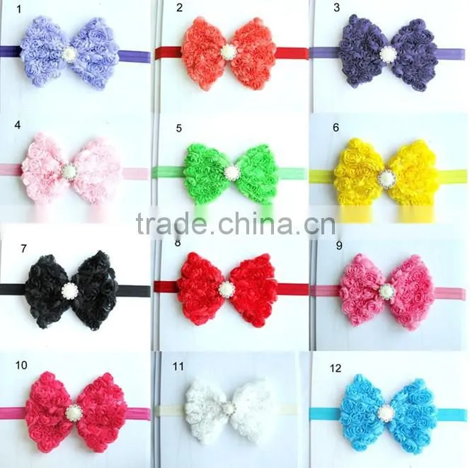 CF 0822 baby girls wholesale hair clip materials chiffon rosette butterfly hair bow