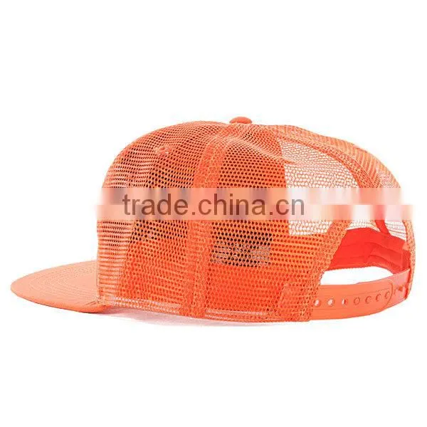 2014 trendy promotional wholesale custom 5 panel foam flat bill mesh trucker hat