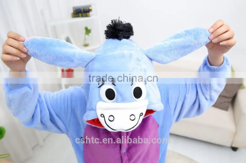 flannel cartoon adult animal jumpsuit animal pajamas jumpsuit donkey design